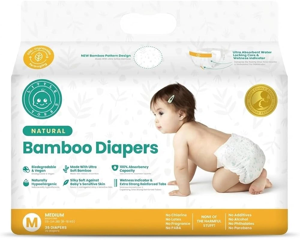 Pañales desechables hipoalergénicos de fibra de bambú